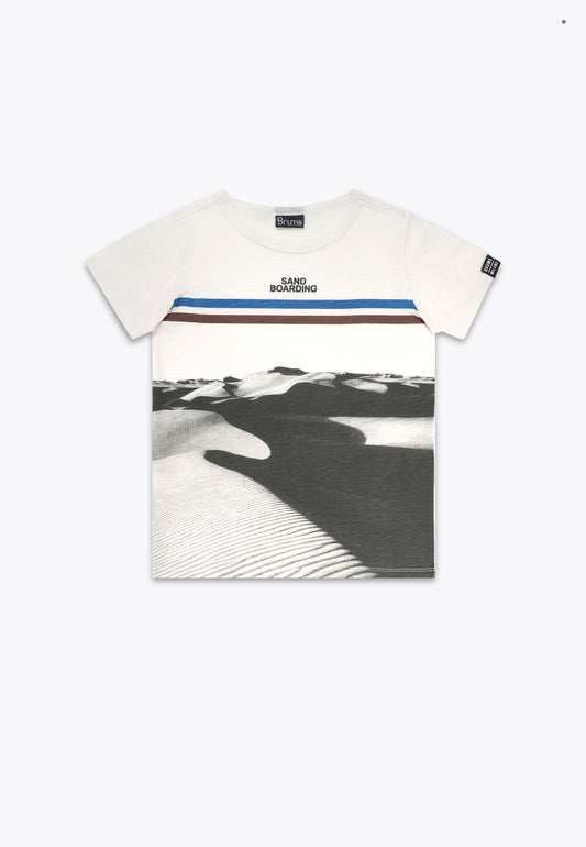 T-Shirt con Stampa in Jersey Slub